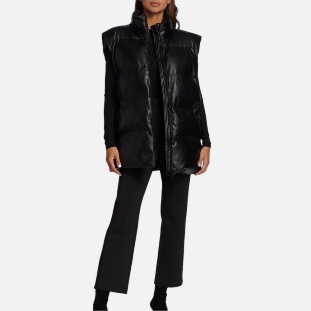 NWT Good Americana Black Oversized Long Puffer Vest 00/0